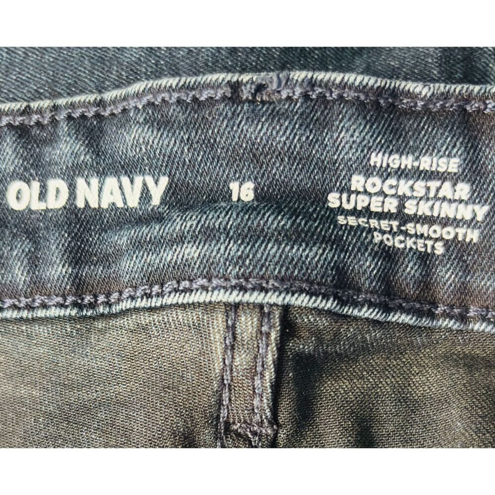 Old Navy Rockstar High Rise Super Skinny Jeans Denim Blue Size 16 - Picture 3 of 5